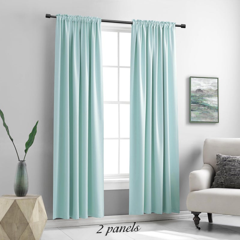 DONREN 2 Panels Blackout Curtain Panels for Bedroom - Room Darkening Thermal Insulated Drapes with Rod Pocket(Aqua,42 by 84 Inch) - Image 5